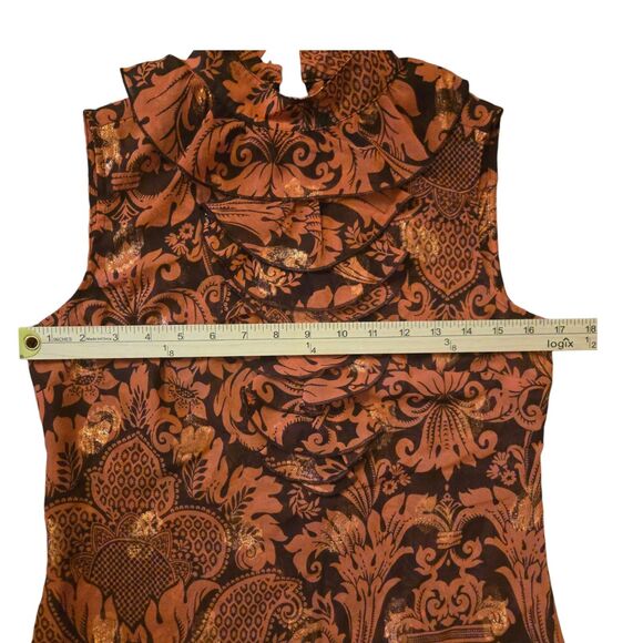 Anna Sui For Target S Sheer Blouse Ruffle Metallic Party Feminine Fairy Isle - Picture 6 of 7